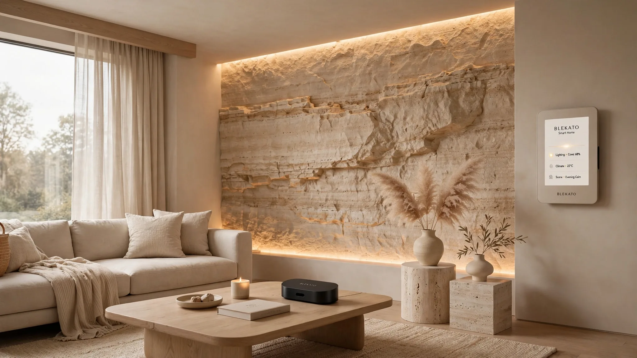 Rustig interieur met slimme technologie